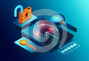 Identity and Access Management Technologies Concept - IAM and IdAM as Represented by Password Field and Digital Key and Padlock - photo