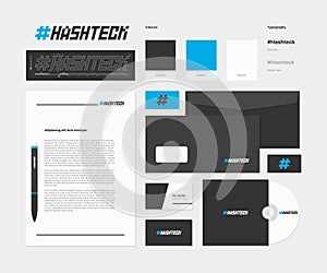 Identity. Business style corporate elements company branding items pencil blank paper a4 vizit card cardboard pack cd