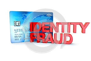 Identity fraud 3d render concept with text