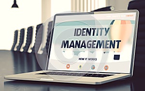 Identity Management Concept on Laptop Screen. 3D.