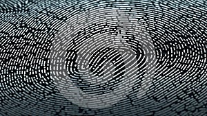 Identity and security with fingerprint access. Digital finger print scanner, closeup, macro