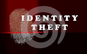 Identity theft concept with thumb print and scanner lights