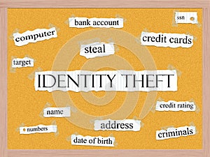 Identity Theft Corkboard Word Concept