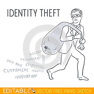 Identity theft. Editable vector illustration in linear style