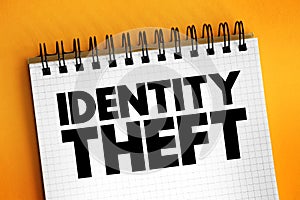 Identity theft occurs when someone uses another person`s personal identifying information, to commit fraud or other crime, text