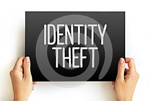Identity theft occurs when someone uses another person`s personal identifying information, to commit fraud or other crime, text o