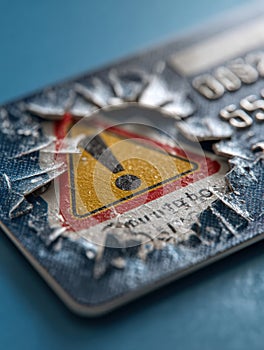 Identity Theft Warning on Damaged ID Card With Alert Icons Emphasizing Security Risks