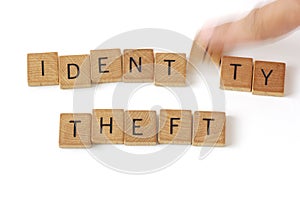 Identity Theft Wood Letters