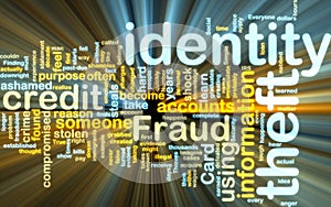 Identity theft wordcloud glowing