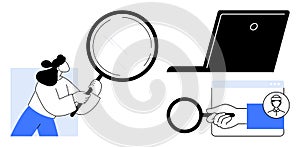 Digital Surveillance, Online Authentication, and Identity Search with Magnifying Glass Concept