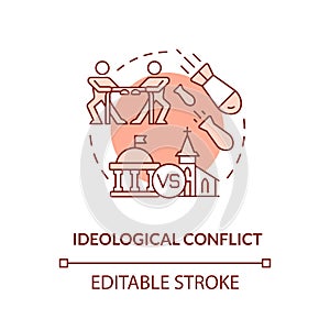 Ideological conflict terracotta concept icon