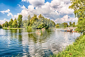 Idillic lake inside Gorky Park, Moscow, Russia