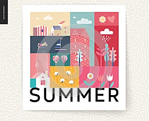Idillic summer landscape collage