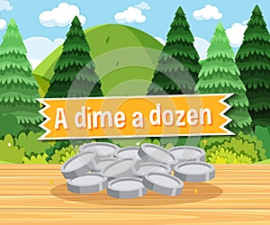 Idiom poster with A dime a dozen