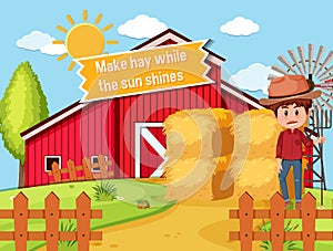 Idiom poster with Make hay while the sun shines
