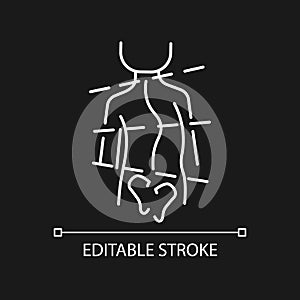 Idiopathic scoliosis white linear icon for dark theme