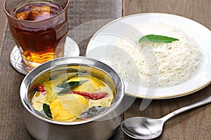 Idiyappam (string hoppers) with egg curry