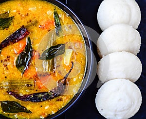 Idli and sambhar for breakfast photo