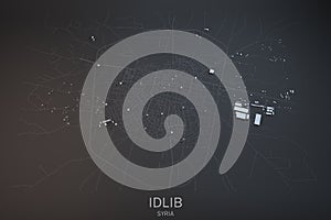 Idlib, satellite view, section 3d, Syria