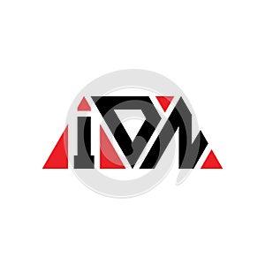 IDN triangle letter logo design with triangle shape. IDN triangle logo design monogram. IDN triangle vector logo template with red
