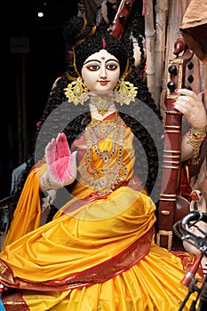 Idol of Goddess Devi Saraswati is in preparation for the upcoming Saraswati Puja