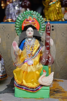 Idol of Goddess Devi Saraswati is in preparation for the upcoming Saraswati Puja