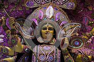 A idol of goddess Durga in the Durga puja festival