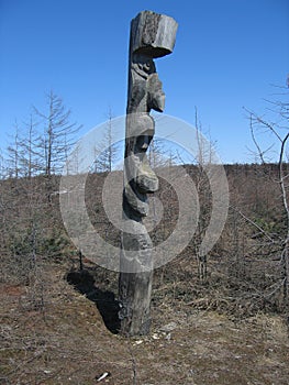 An idol made of wood by the indigenous inhabitants of Sakhalin island.