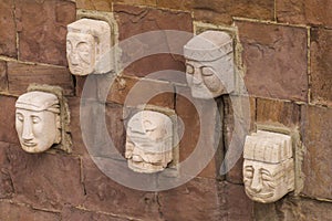 Idol statue heads from Tiwanaku