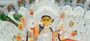 Idols of Hindu Goddess Maa Durga during the Durga Puja festival