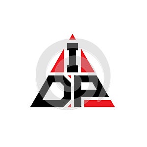 IDP triangle letter logo design with triangle shape. IDP triangle logo design monogram. IDP triangle vector logo template with red photo