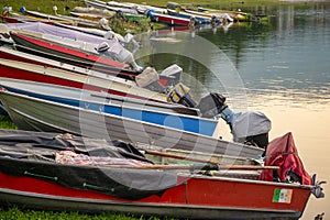 Idro Lake, Lombardy, Italy: leisure boats. Color image.