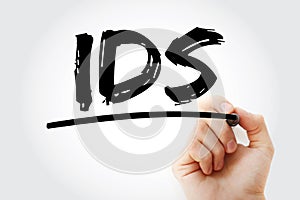 IDS - Intrusion Detection System acronym with marker, technology concept background