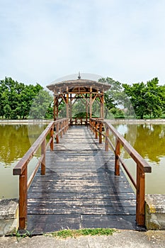 The idylic rest zone - The Old lake Staro Jezero: serbian in the park of Kikinda town, Serbia