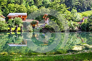 Idyll countryside with river, green nature- Bavaria, Essing