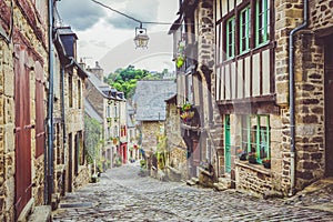 Idyllic alleyway scene in an old town in Europe