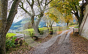 Idyllic autumnal view near Chiusa, Province of Bolzano, Trentino Alto Adige, Italy.