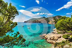 Idyllic bay of Camp de Mar Majorca Spain Mediterranean Sea