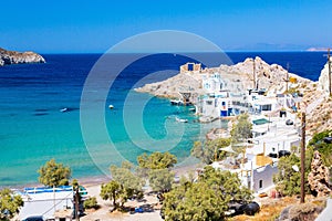 Idyllic bay on Milos island in Greece