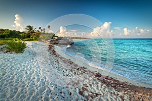 Idyllic beach of Caribbean Sea in Mexico