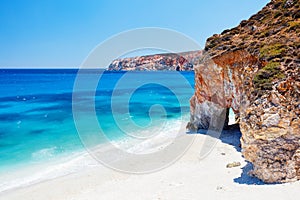 Idyllic beach on Milos island in Greece