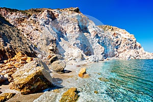 Idyllic beach on Milos island in Greece