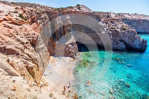 Idyllic beach on Milos island in Greece