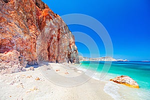 Idyllic beach on Milos island in Greece