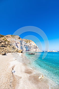 Idyllic beach on Milos island in Greece