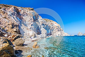 Idyllic beach on Milos island in Greece