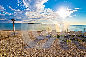 Idyllic beach near Brijuni national park sunset view