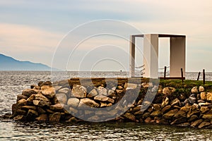 Idyllic beachfront wedding pergola, wedding setting, tropical wedding location in Puerto Vallarta, Mexico