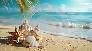 Idyllic caribbean beach with shells