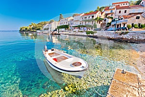 Idyllic coastal village of Racisce on Korcula island waterfront view